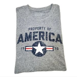 Mens Home Of Brave - "Property of America 1776" Patriotic Gray T-Shirt Size XXL